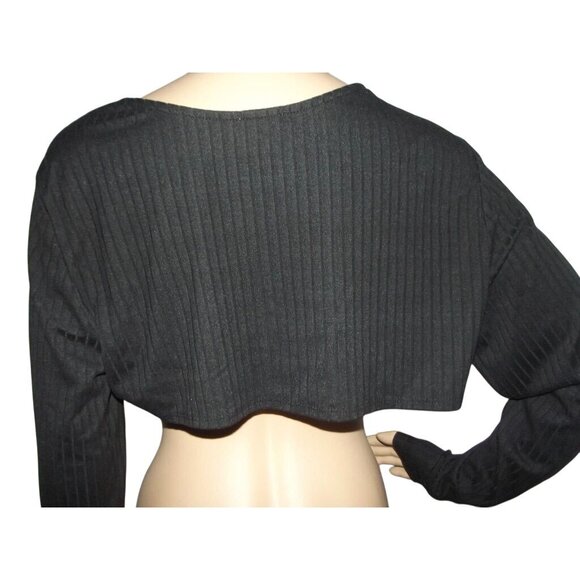 Rue21 Shrug Womens Size XL black ribbed knit Long Sleeve short cardigan Bolero - Picture 6 of 6